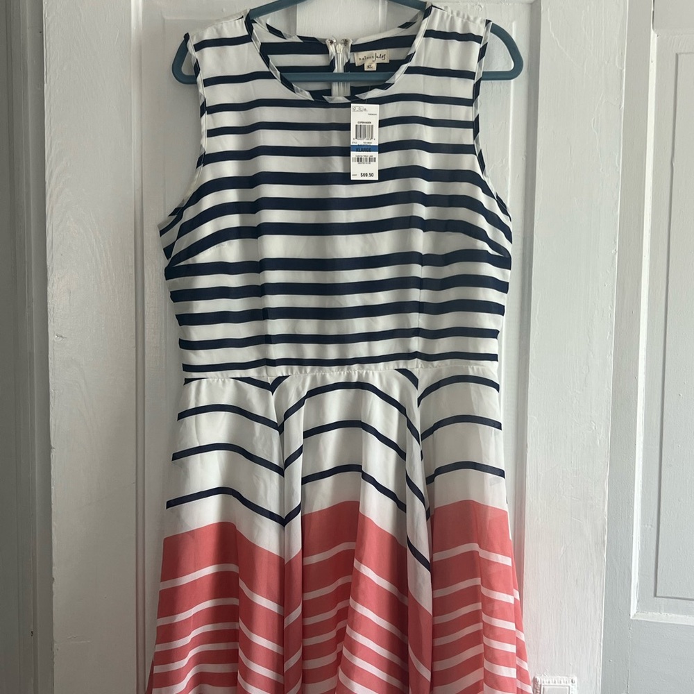 Maison Jules Blue and White Sleeveless Sundress